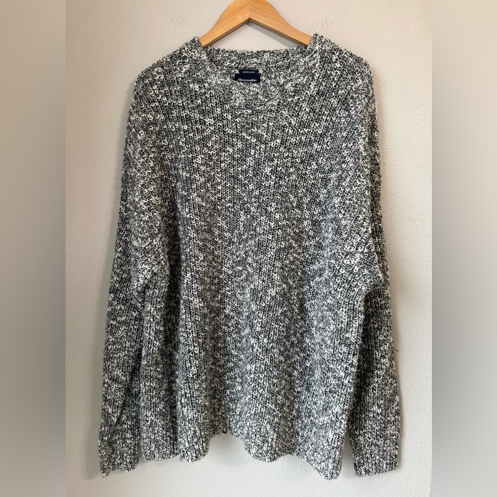 Abercrombie & Fitch Marled Knit Sweater Gray Mens Size XL Tall Oversized